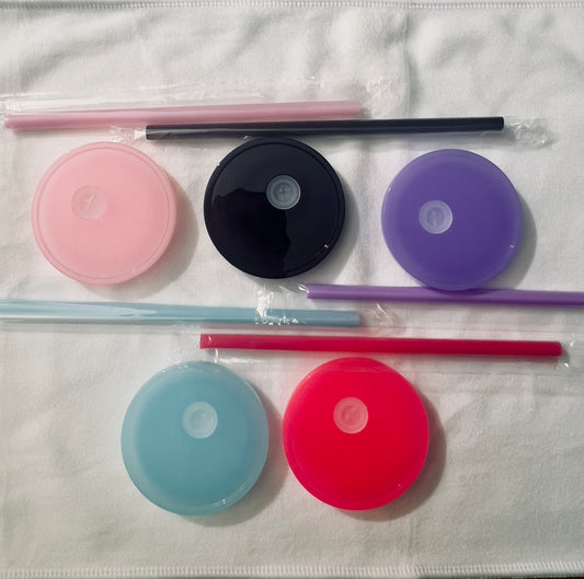 Colored Glass Can Lids with matching Straw